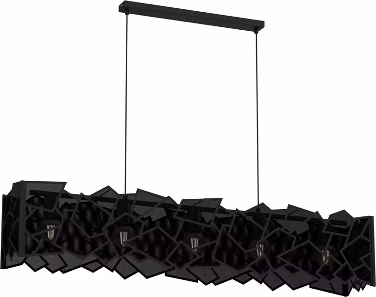 Lampada a sospensione striscia nera rete decorativa forme irregolari Camo 5xE27 15W Luminex