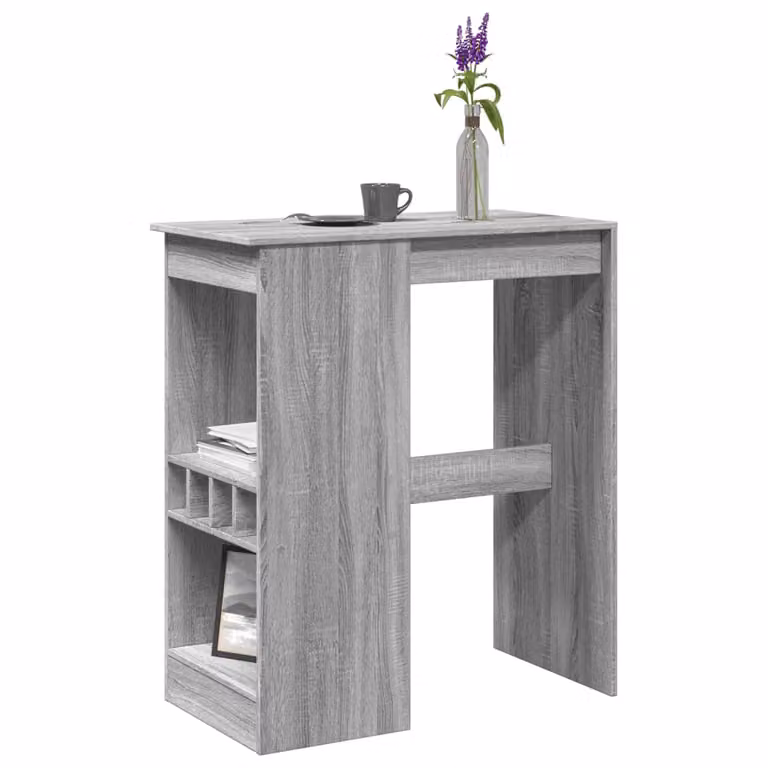 vidaXL Tavolo Bar con Rastrelliera Grigio L: 102 cm, P: 50 cm, H: 103,5 cm