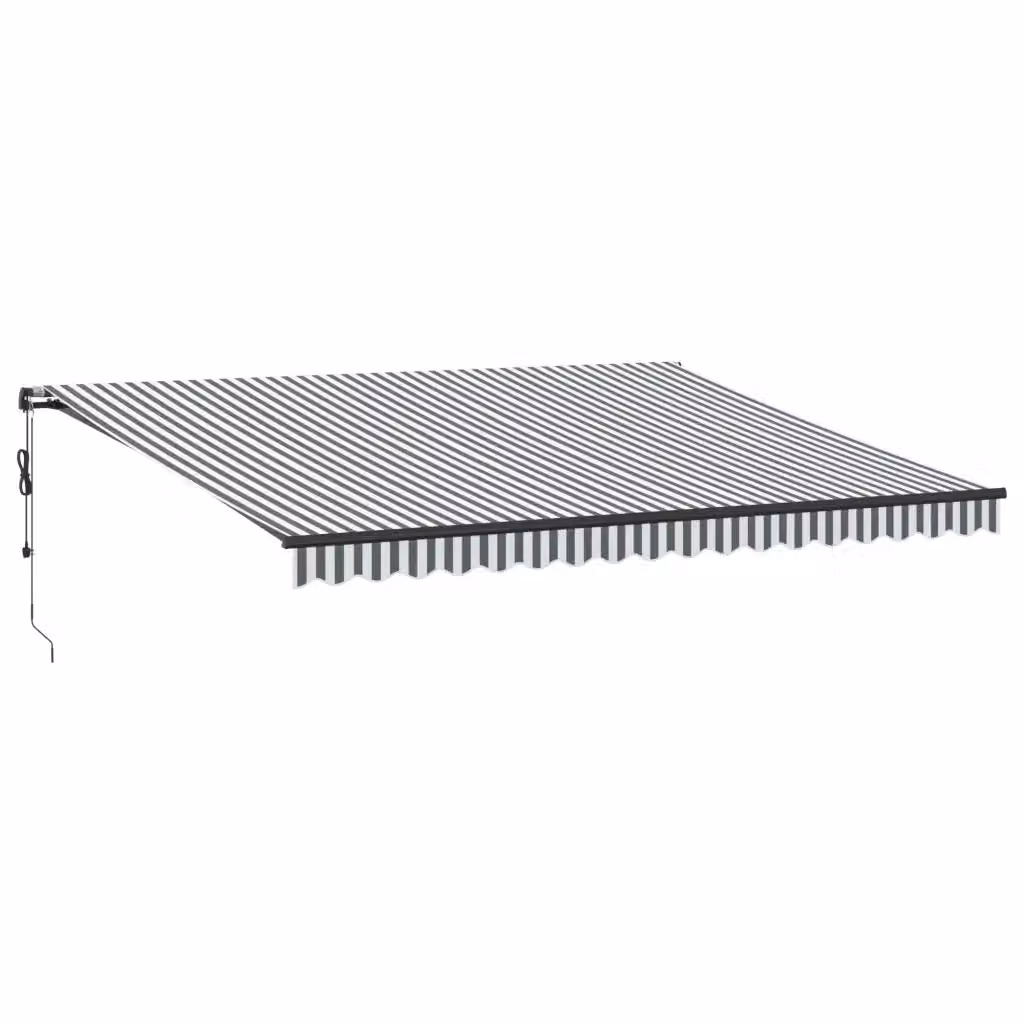 Tenda Sole Retrattile Automatica con Bracci Pieghevoli vidaXL, Colore Antracite e Bianco, L: 450 cm, P: 350 cm – 2
