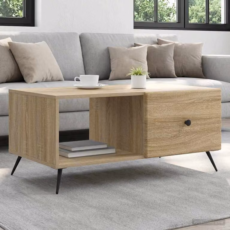 vidaXL Tavolino da salotto rettangolare in rovere marrone L: 90 cm, P: 50 cm, H: 40 cm