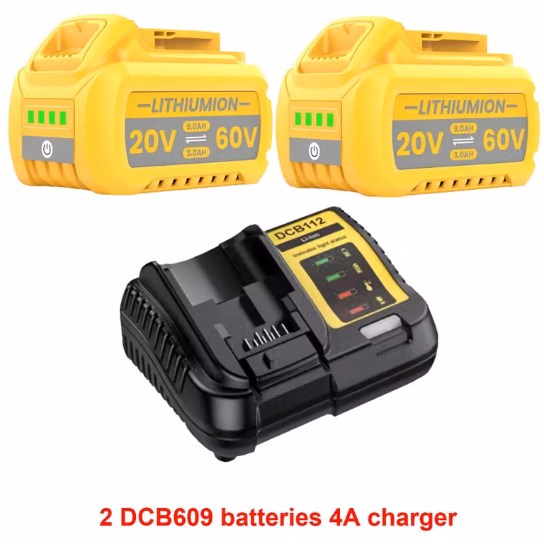 Batteria per utensili elettrici - Batteria di ricambio agli ioni di litio - 20V/60V - 9Ah - Celle 21700 - Compatibile con i modelli DCB609, DCB606, DCB205 - Colore: beige