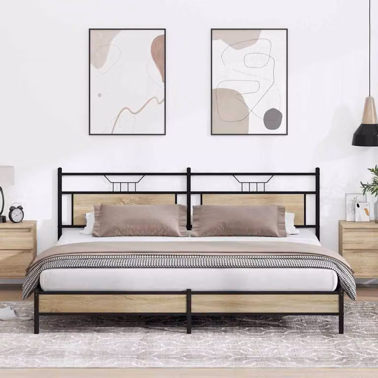 vidaXL Giroletto in Metallo e MDF Rovere Sonoma L: 199 cm, P: 91,5 cm, H: 207 cm