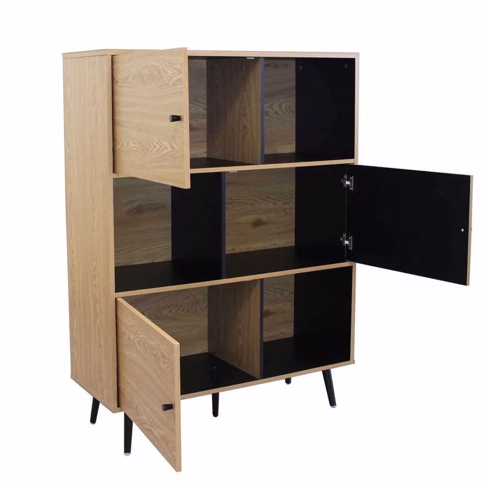 Mobile Elwood GIORDANOSHOP in MDF beige con ante a battente e ripiani interni L: 100 cm, P: 39,5 cm, H: 135 cm – 2