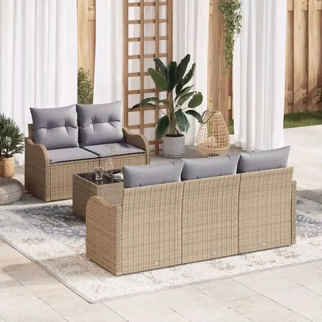 Set Divano da Giardino Beige polyrattan 3345580