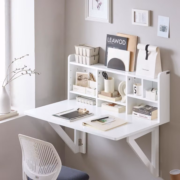 SoBuy Scrivania computer Spazio di archiviazione Bianco Design scandinavo FWT07-II-W