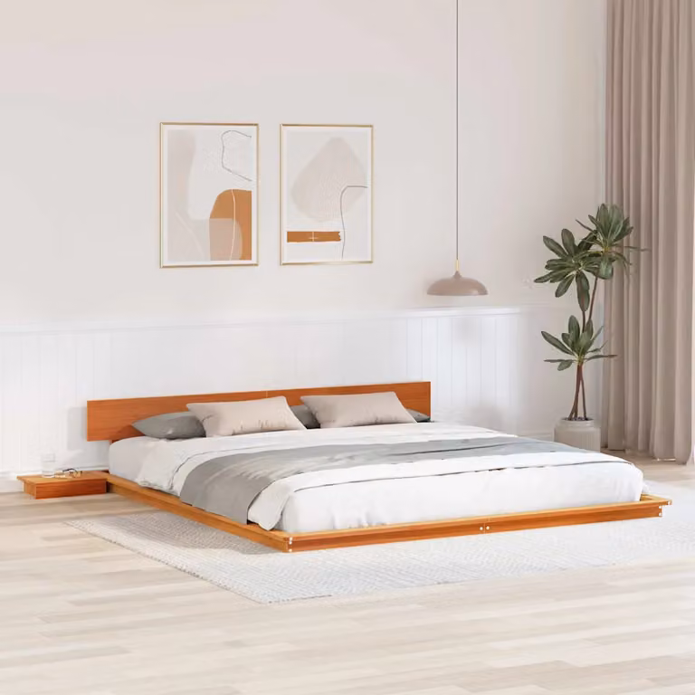 Struttura del letto moderna vidaXL in legno di pino marrone L/P: 200 x 200 cm