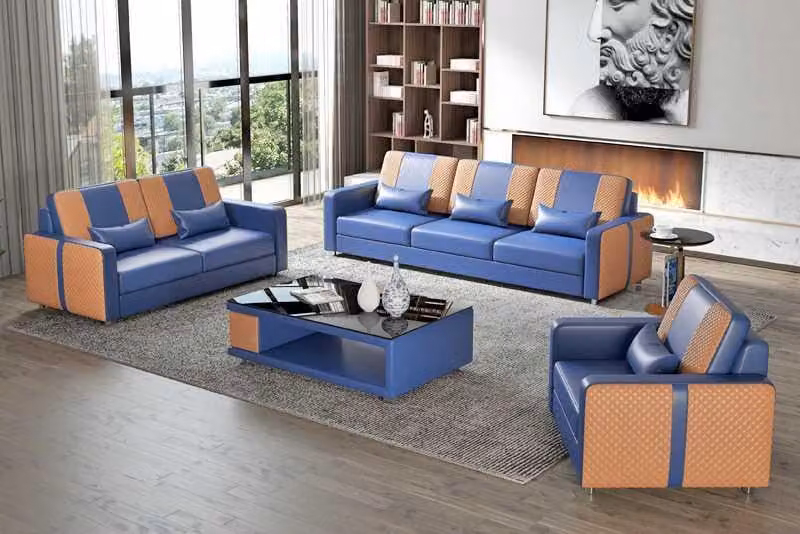 Komplette Sofa Sofagarnitur Luxus Couchgarnitur Grau Kunstleder 321