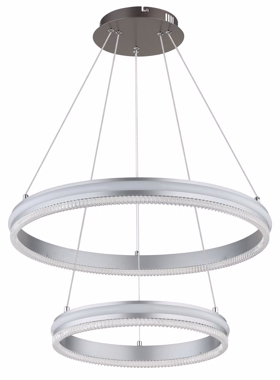 Lampada a sospensione a LED, nero-cromo opaco, telecomando, altezza 120 cm