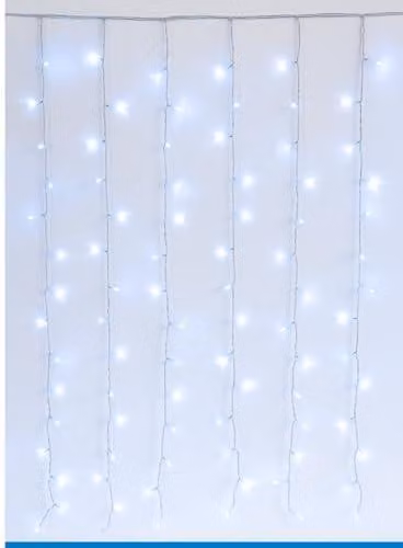 Tenda luminosa con 200 LED, 3 metri, bianca, grado di protezione IP65, espandibile