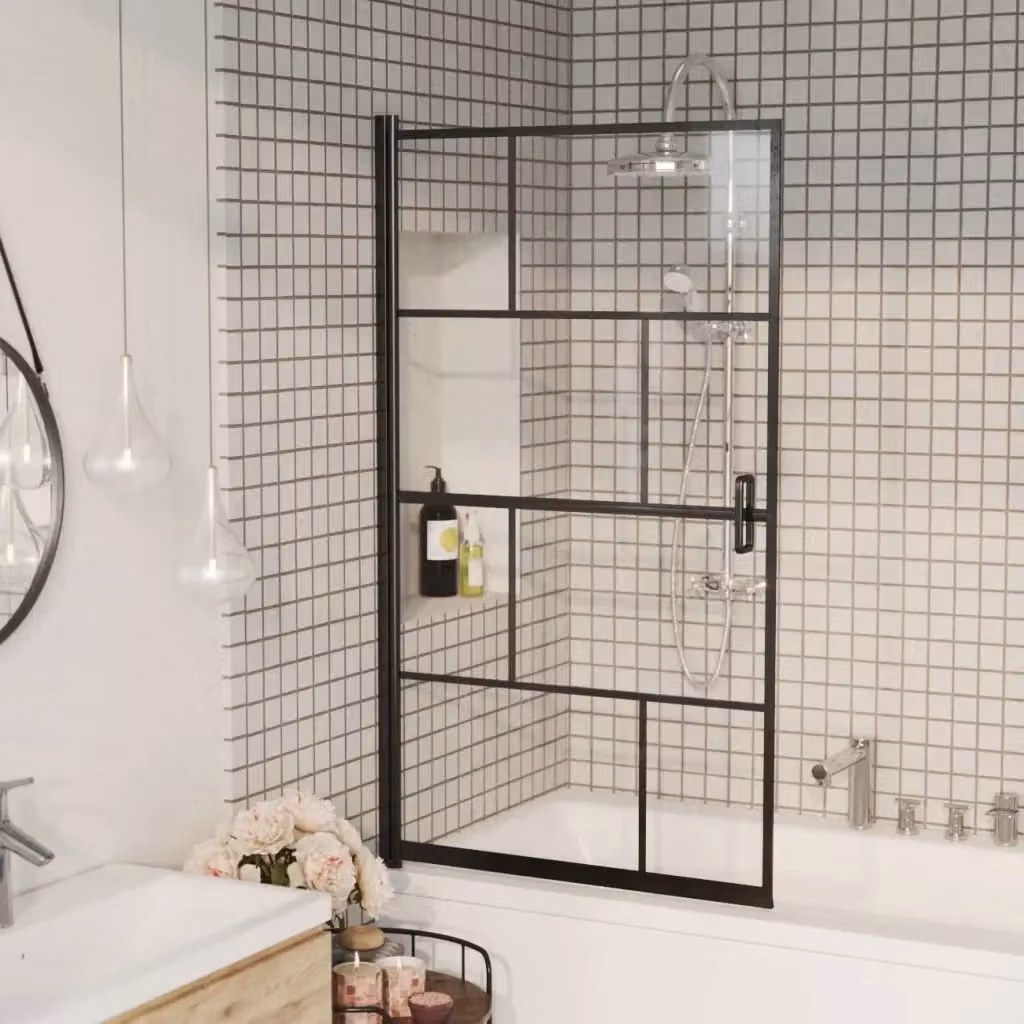 Pannello per Box Doccia Walk-in in Vetro Trasparente con Profilo Nero CFW3488396 L: 80 cm, H: 140 cm – 2