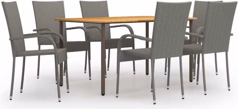 Maison Exclusive - Set Mobili da Pranzo Giardino 7 pz in Polyrattan Grigio