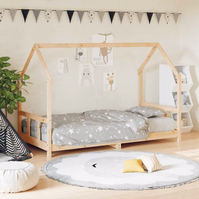 vidaXL Giroletto per Bambini in Legno Massello di Pino, Colore Marrone, L/P/H: 90 x 200 cm