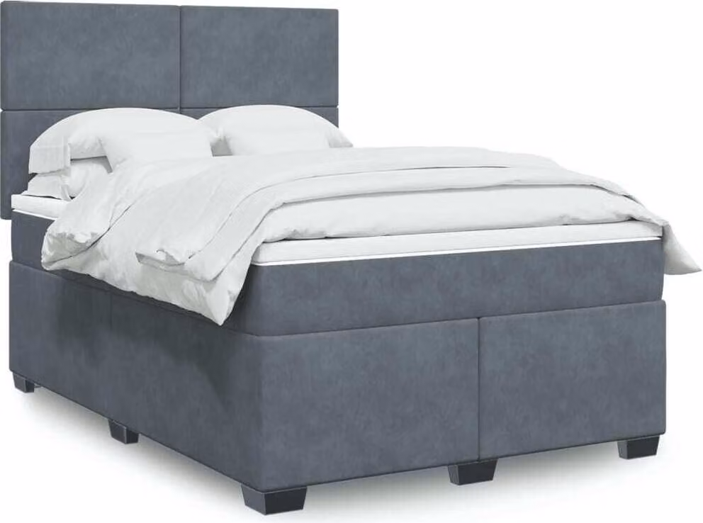 Maison Exclusive - Giroletto a Molle con Materasso Grigio Scuro 160x200 cm Velluto