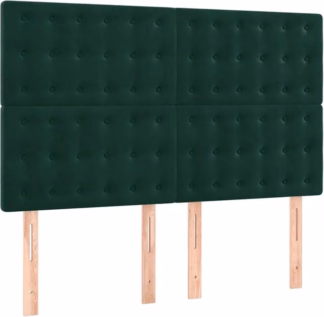 Testiera in velluto verde scuro con pannello imbottito L: 144 cm, P: 5 cm, H: 118-128 cm – 1