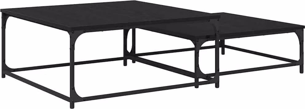 Tavolino da salotto 2 pcs Rovere Nero Legno multistrato