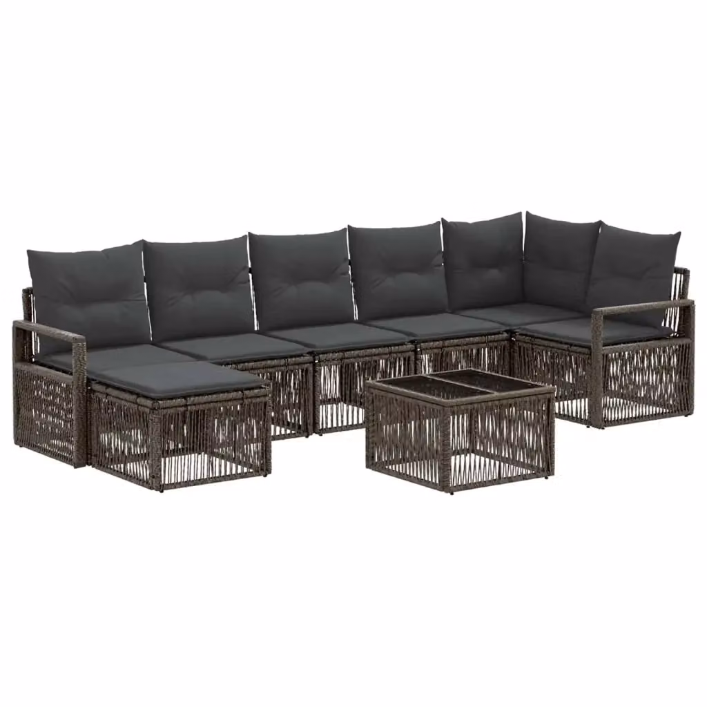 Set Divano da Giardino a L con Poltrona, Ottoman e Tavolino vidaXL, 8 Pezzi, Grigio – 2