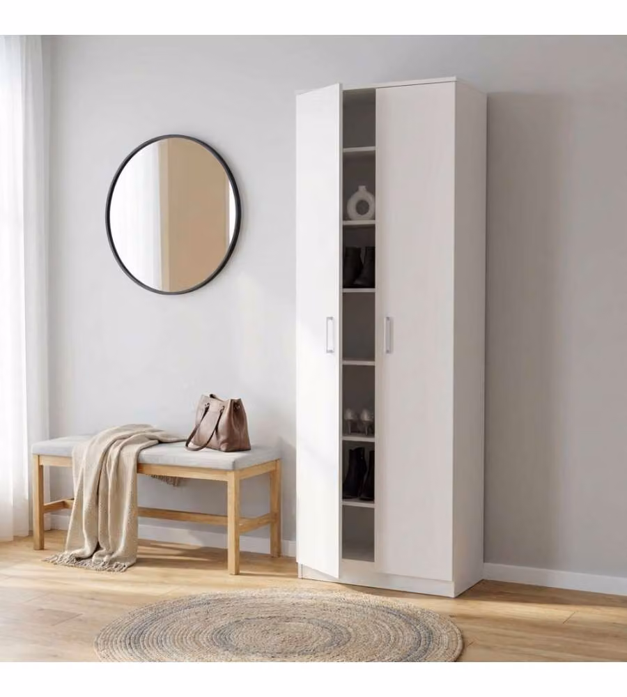 Mobile Cosma a 2 Ante Bianco con Ripiani Interni L: 60 cm, P: 33 cm, H: 192 cm – 1