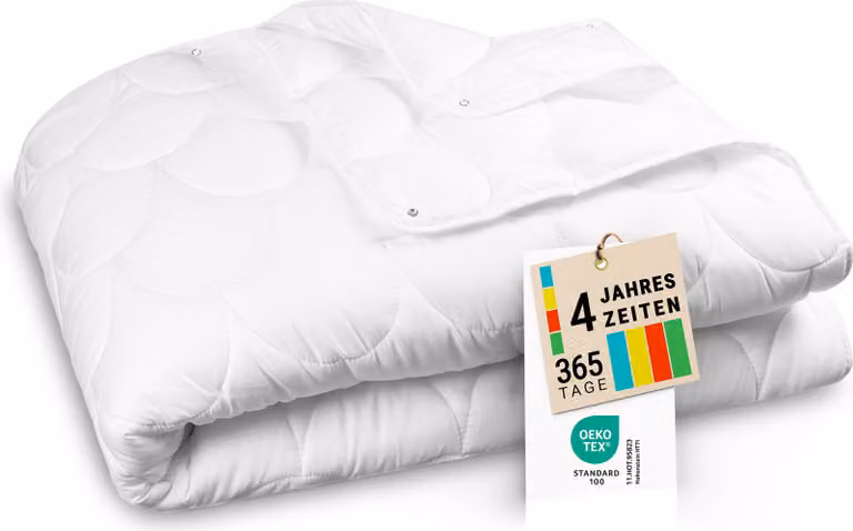 piumino 4 stagioni, 220x240 cm, con bottoni a pressione, poliestere, bianco