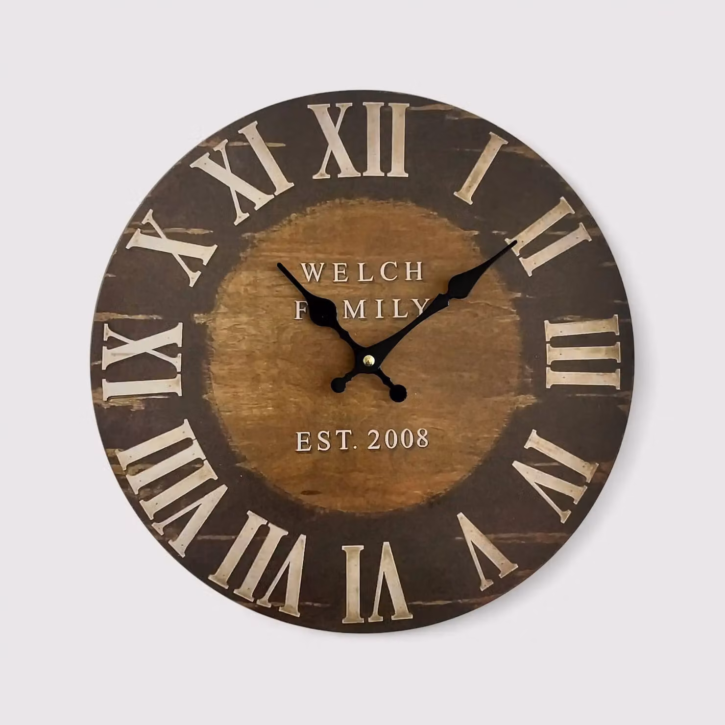 Camedrio - Orologio tondo in legno in stile industrial e vintage