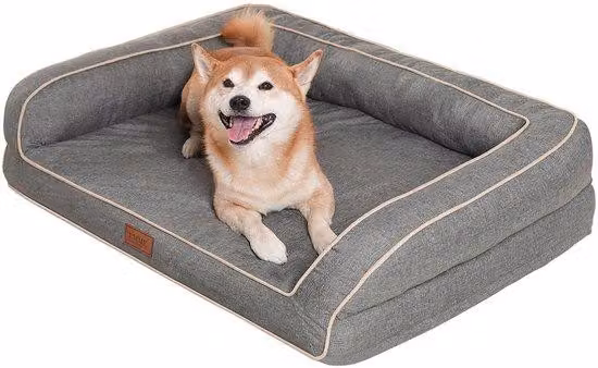 Cuccia per cani di piccola taglia, 68,6 x 50,8 x 17,8 cm, cuccia impermeabile con cuscino in schiuma a forma di uovo e rivestimento lavabile, adatta a tutte le stagioni, grigia