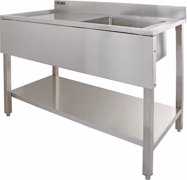Lavandino Commerciale da Cucina 1 Vasca Inox con Sgocciolatoio a Sinistra