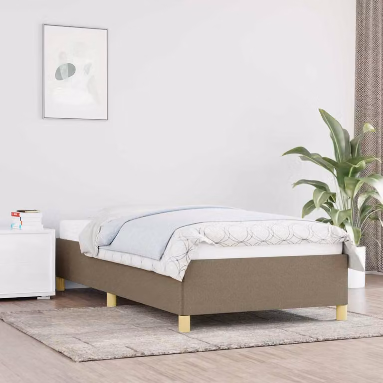 Giroletto vidaXL senza materasso in tessuto tortora con struttura in legno e doghe L/P: 80 x 200 cm