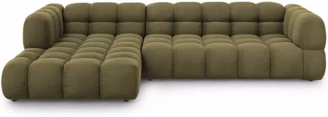Divano angolare modulare Sky Cosmopolitan Design a 4 posti in velluto verde, configurazione sinistra, L 300 x P 132 x H 75 cm