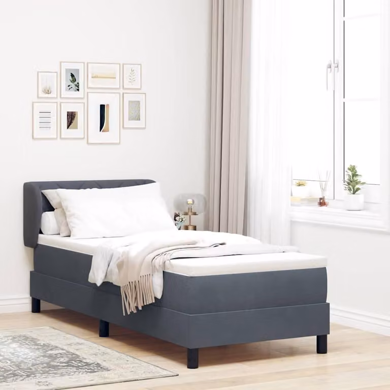Maison Exclusive - Letto boxspring con testiera grigio scuro 80 x 200 cm in velluto