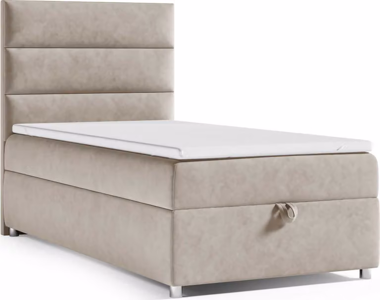 Best for Home Letto boxspring con contenitore Trinity K4-SINGLE 90x200 Materasso a molle Bonell incl. topper - Beige