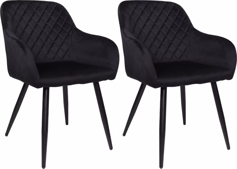 Set di 2 sedie da sala da pranzo ALBATROS SALO, nero - Sedia imbottita moderna ed elegante, confortevole - Elegante sedia da cucina, sedia da sala da pranzo o sedia da tavolo da pranzo in stile retrò