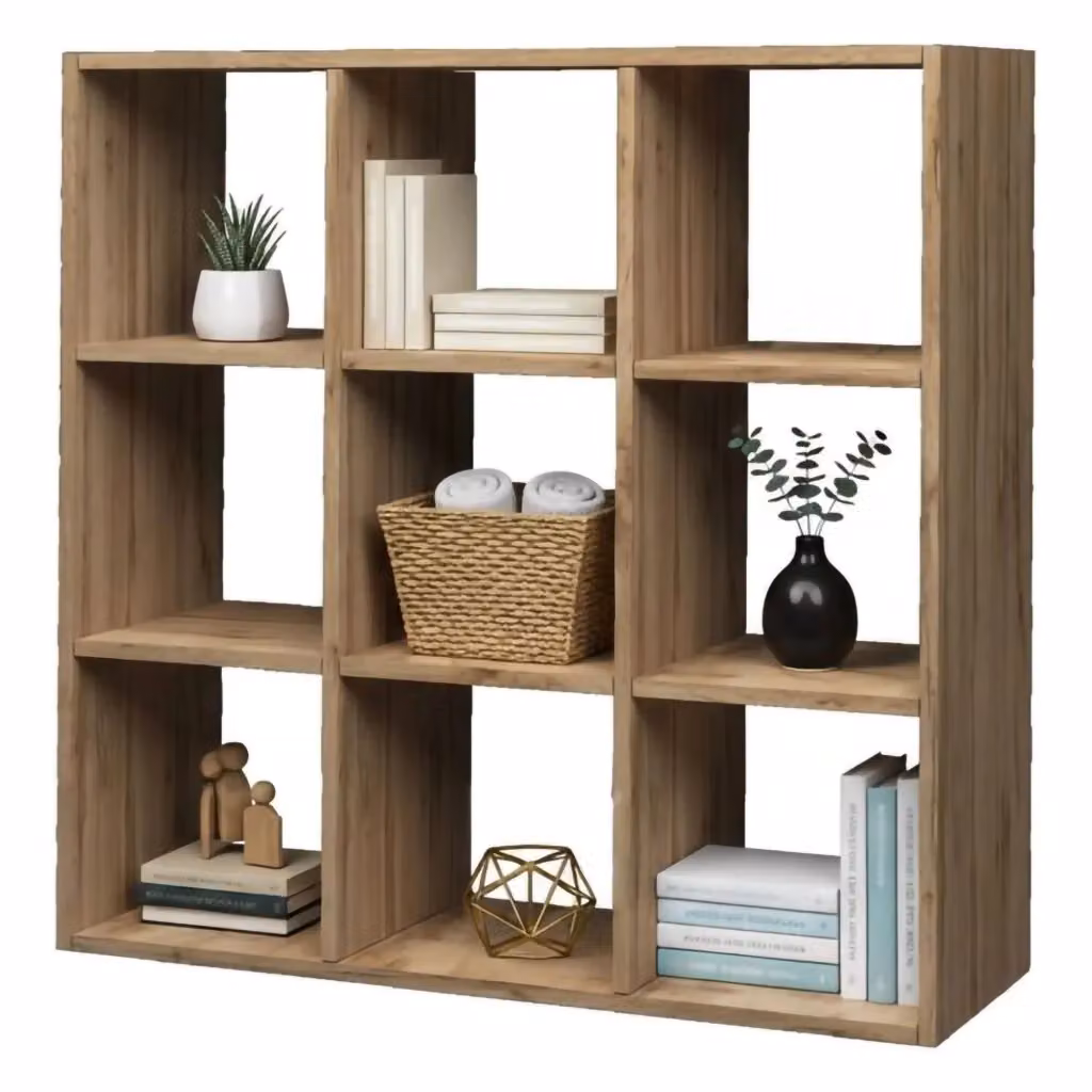 Libreria Acquaro DMORA in Rovere, Mobile con ripiani per ufficio o soggiorno, L: 90 cm, P: 25 cm, H: 90 cm – 2