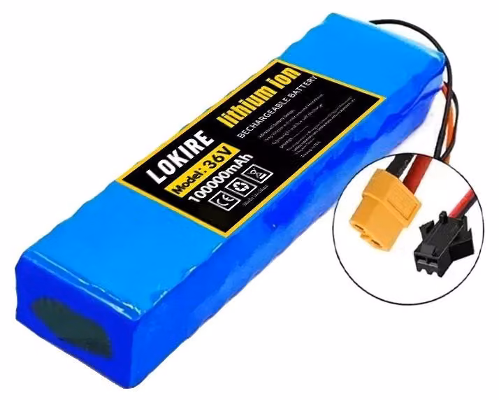 Batteria per veicoli elettrici, capacità 100000 mAh, 36V, agli ioni di litio, connettore XT60-SM