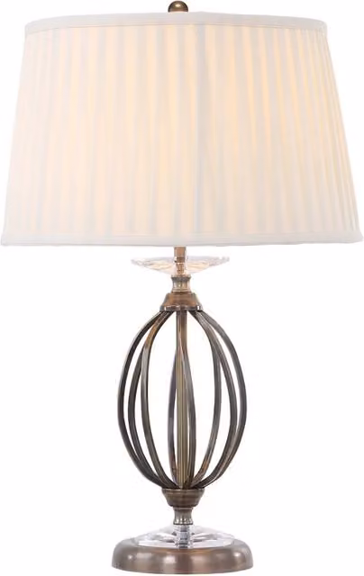 Lampada tavolo ottone anticato paralume bianco Aegean E27 Elstead