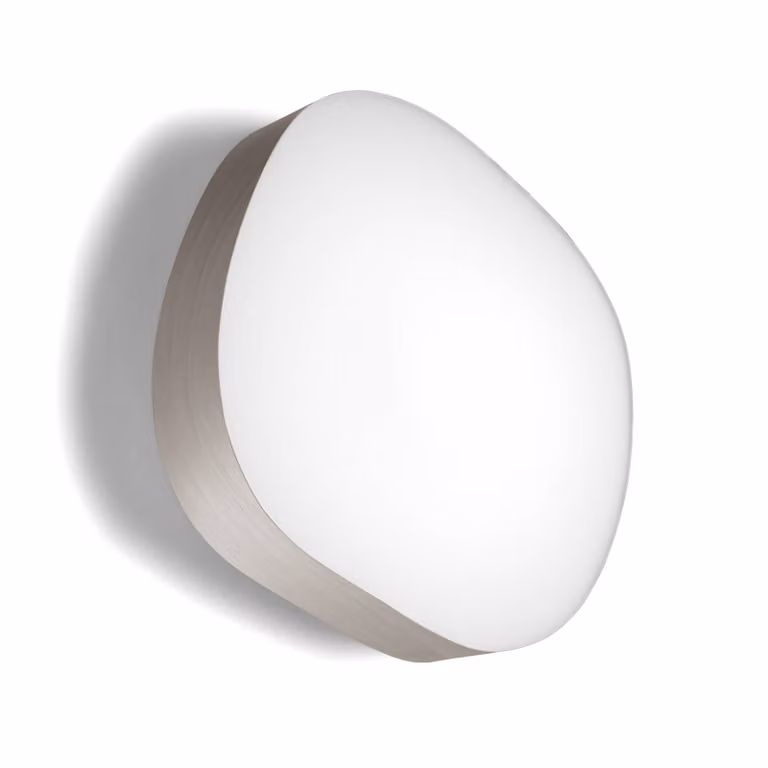 LZF LAMPS Applique da parete di design Guijarro Large, dimmerabile, Alluminio / Grigio / Zincato, Soggiorno / Sala da pranzo, Legno, Design, Applique