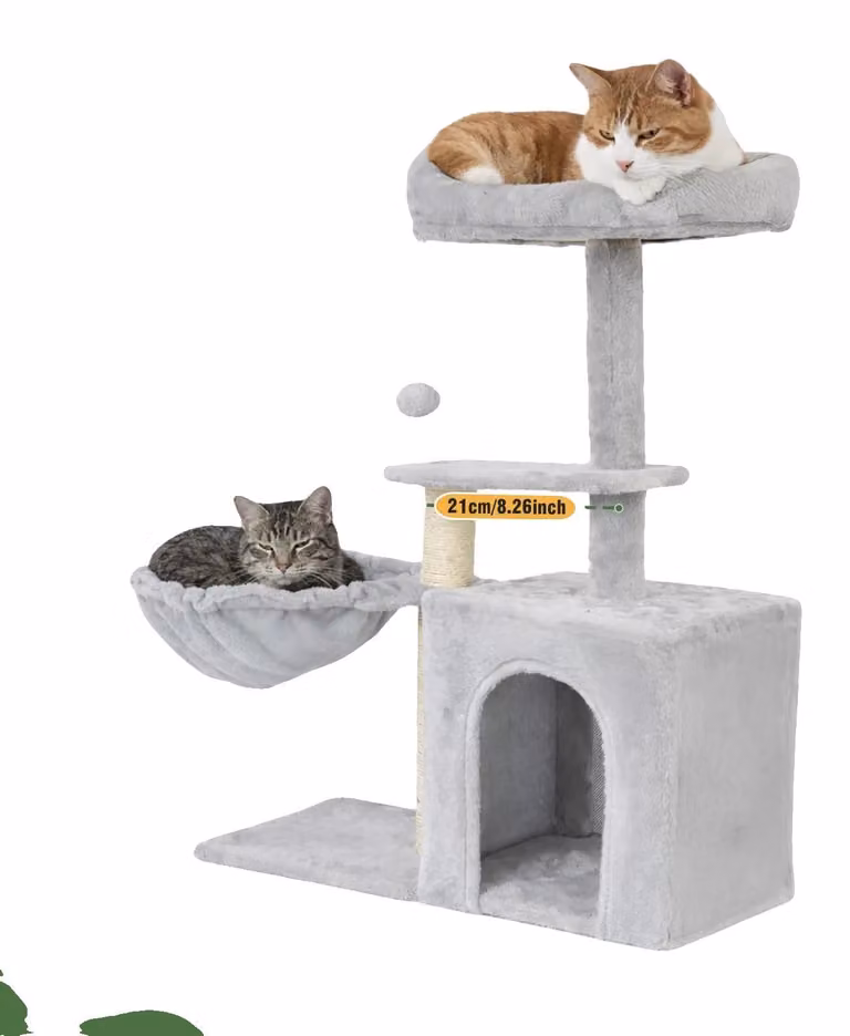 Katzenbaum, 2 piani, design antiscivolo, grigio chiaro