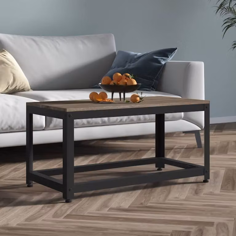 Maison Exclusive - Tavolino grigio e nero 90x45x45 cm in MDF e ferro