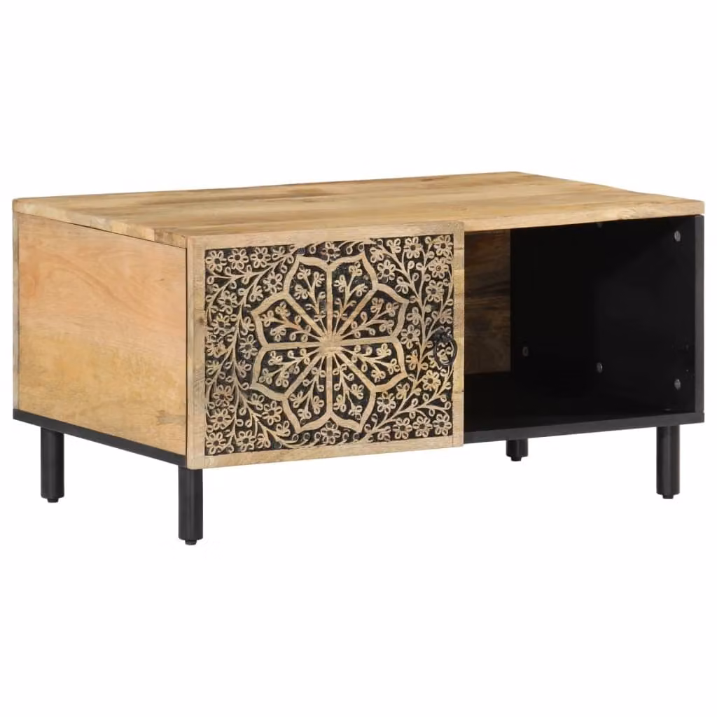 Tavolino da Salotto 80x50x40 cm Legno Massello di Mango