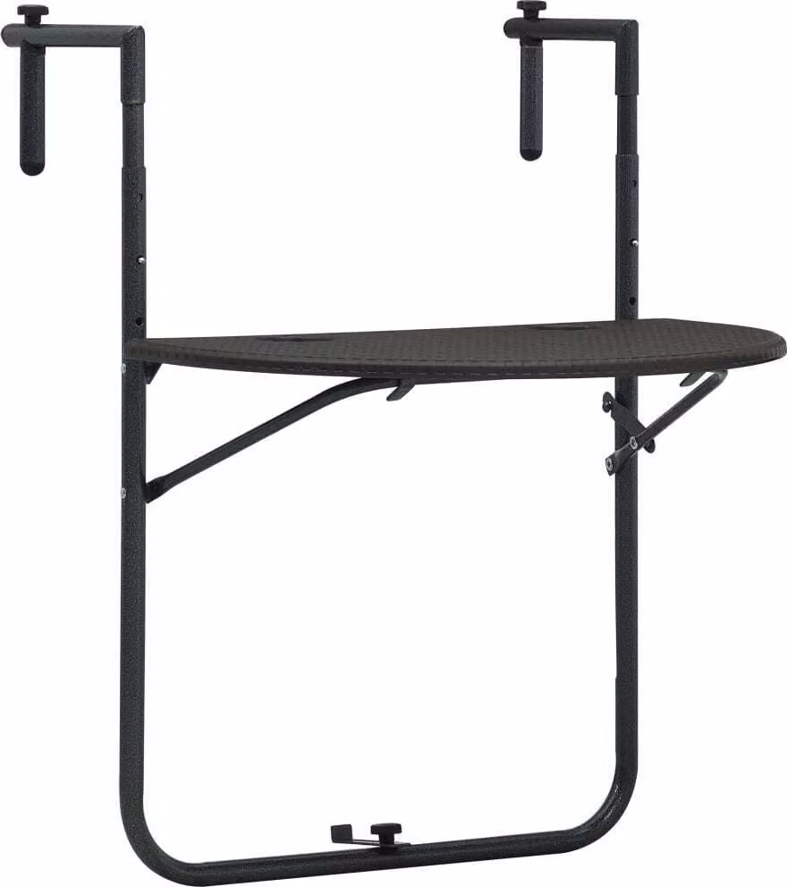 The Living Store Tavolo sospeso da balcone marrone 60x64x83,5 cm in plastica effetto rattan