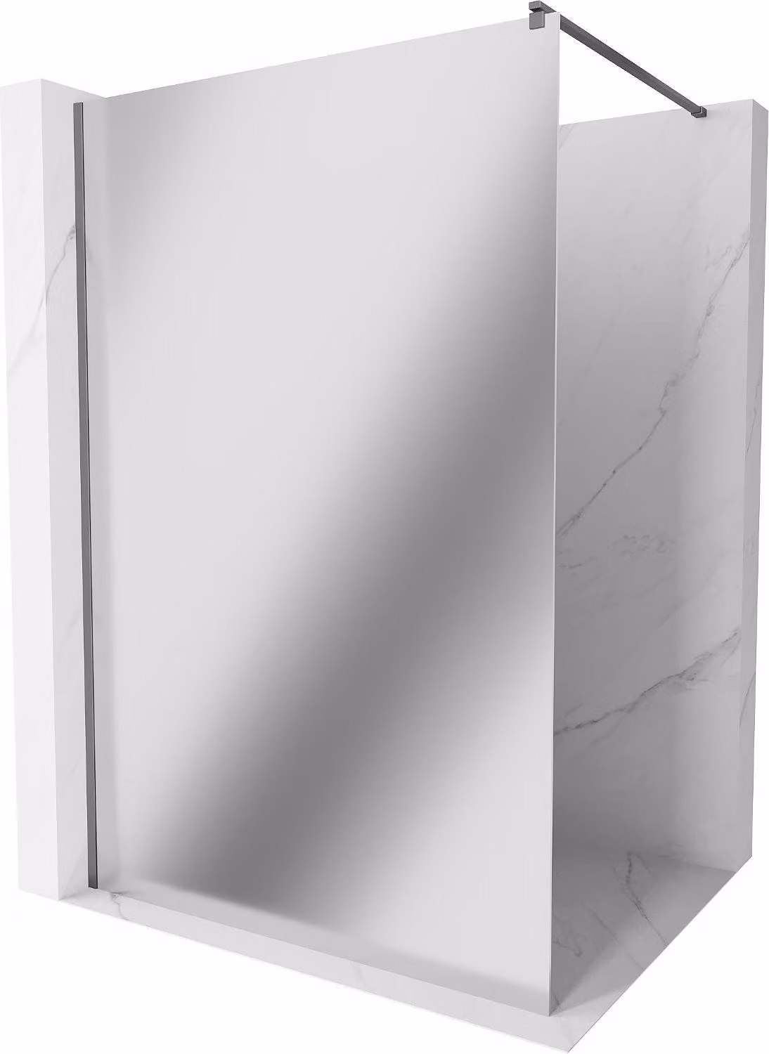 Mexen Kioto parete doccia Walk-in 70 x 200 cm, specchio 8 mm, gun metal - 800-070-101-95-50