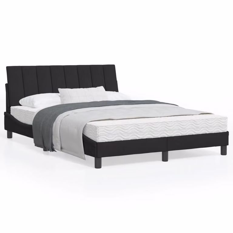 Letto con Materasso Hanko vidaXL in Velluto Nero L/P: 120 x 200 cm