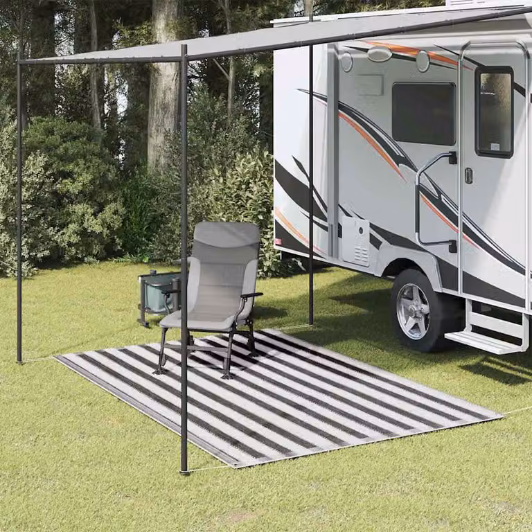 Tappeto da esterno vidaXL moderno in polipropilene, L 300 cm x P 200 cm, Antracite e Bianco