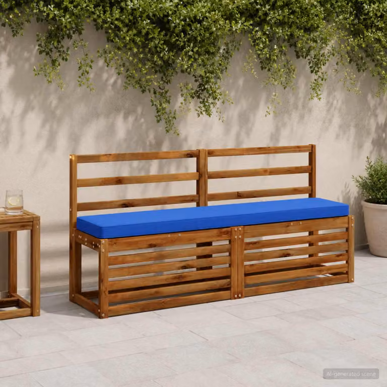 Set di 2 cuscini per panchina vidaXL in poliestere blu con rivestimento rimovibile e resistente ai raggi UV