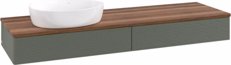 V&B Mobiletto con struttura frontale Antao 160x50cm, WBP w. wal, lea gre. m Lac