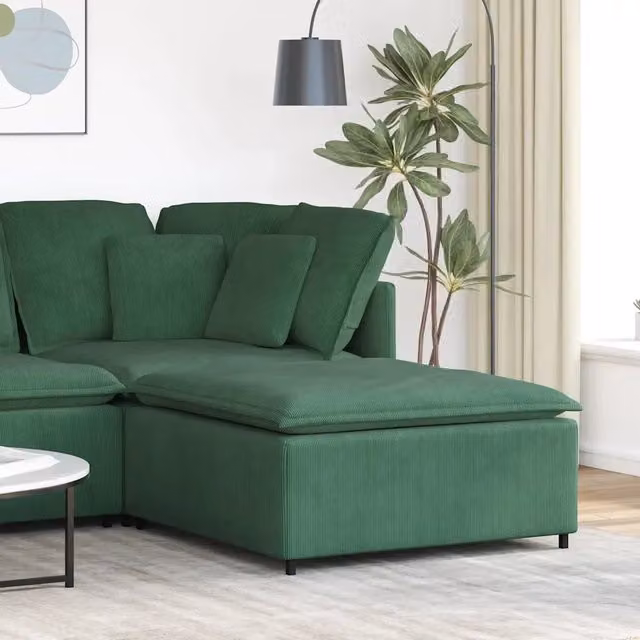 Poggiapiedi Modulare vidaXL in Velluto Verde per Soggiorno L: 100 cm, P: 100 cm, H: 48 cm – 1
