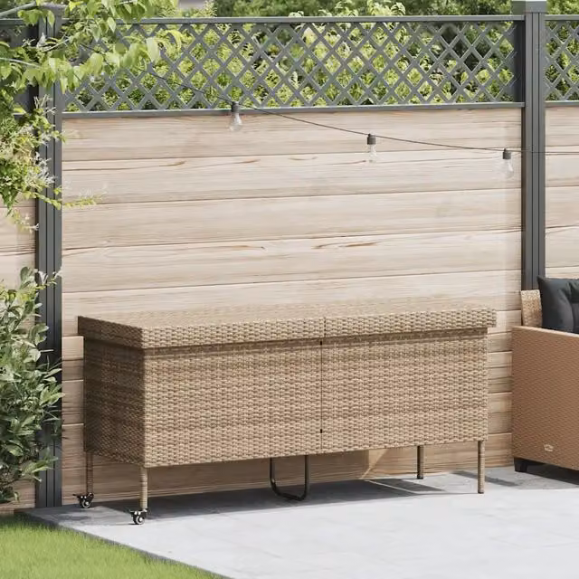 Contenitore da giardino con ruote vidaXL in rattan e metallo beige L: 55 cm, P: 55 cm, H: 75 cm – 1