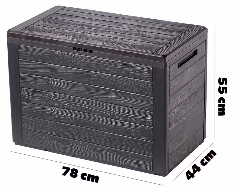 Contenitore per esterni - Capacità di 190 litri - Materiale plastico - Colore grigio - Ideale per giardino e terrazzo