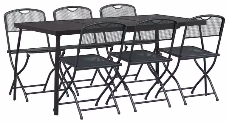 Set di Mobili da Esterno 7 pcs Antracite Ferro e Acciaio