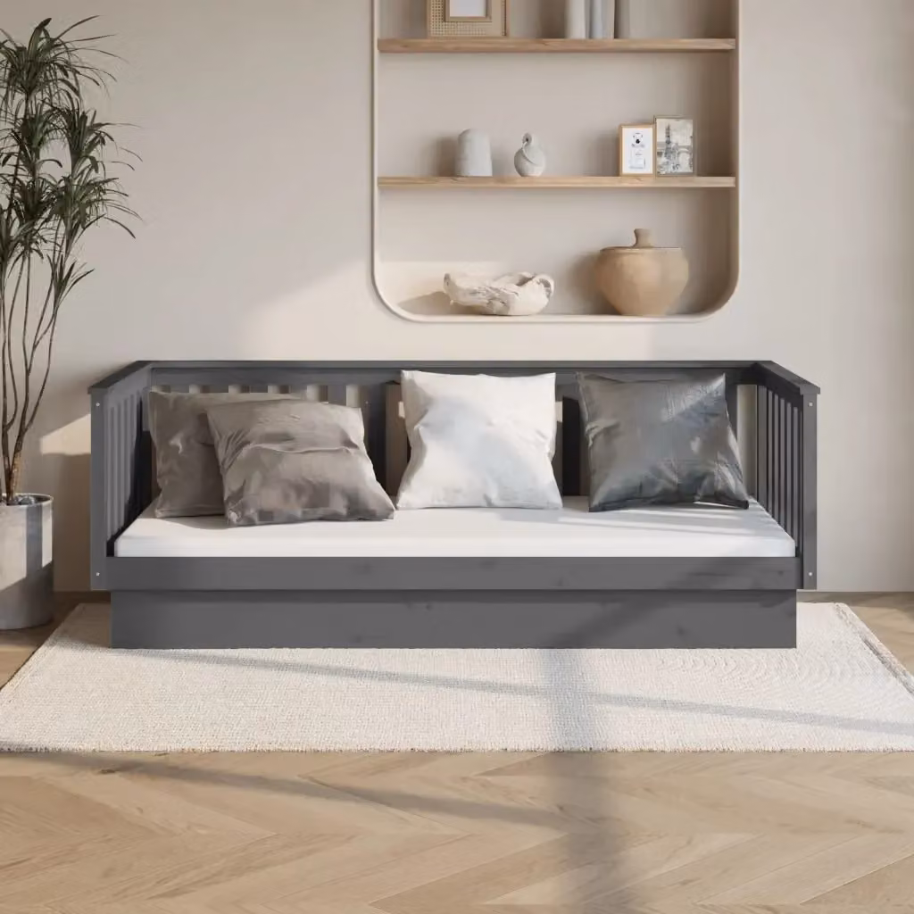 Letto singolo per adulti Design In in legno massello di pino grigio L: 80 cm, P: 200 cm – 2