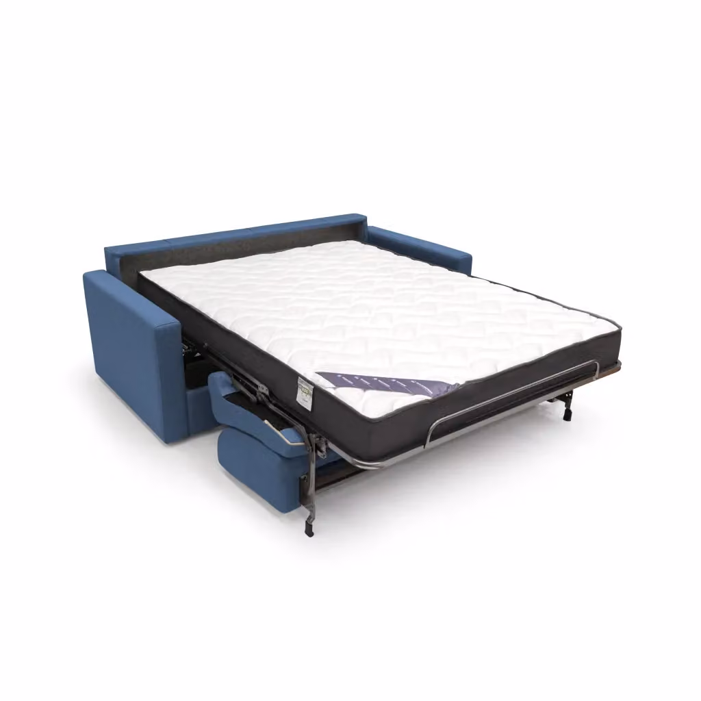 Divano letto matrimoniale Chris Divani.Store in tessuto blu con struttura imbottita e sistema a molle – 2