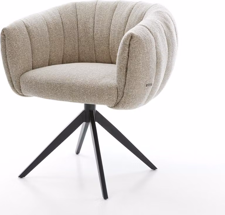 DELIFE Sedia girevole Jada-Flex Tessuto morbido Beige Struttura a croce larga Nero Girevole a 360° Funzione oscillante Molle insacchettate